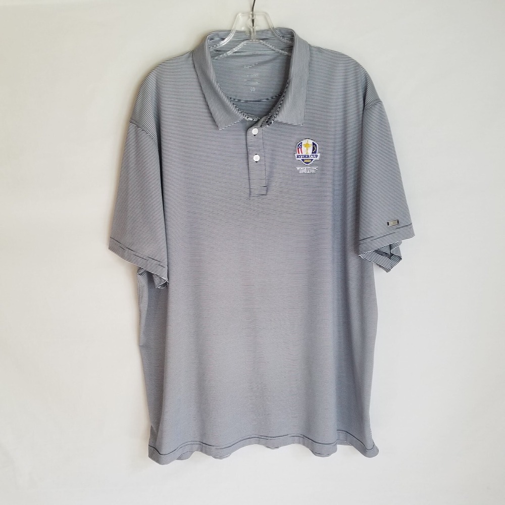 Nike Mens Blue‎ Striped 2020 Whistling Straits S/S Golf Polo Shirt 2XL